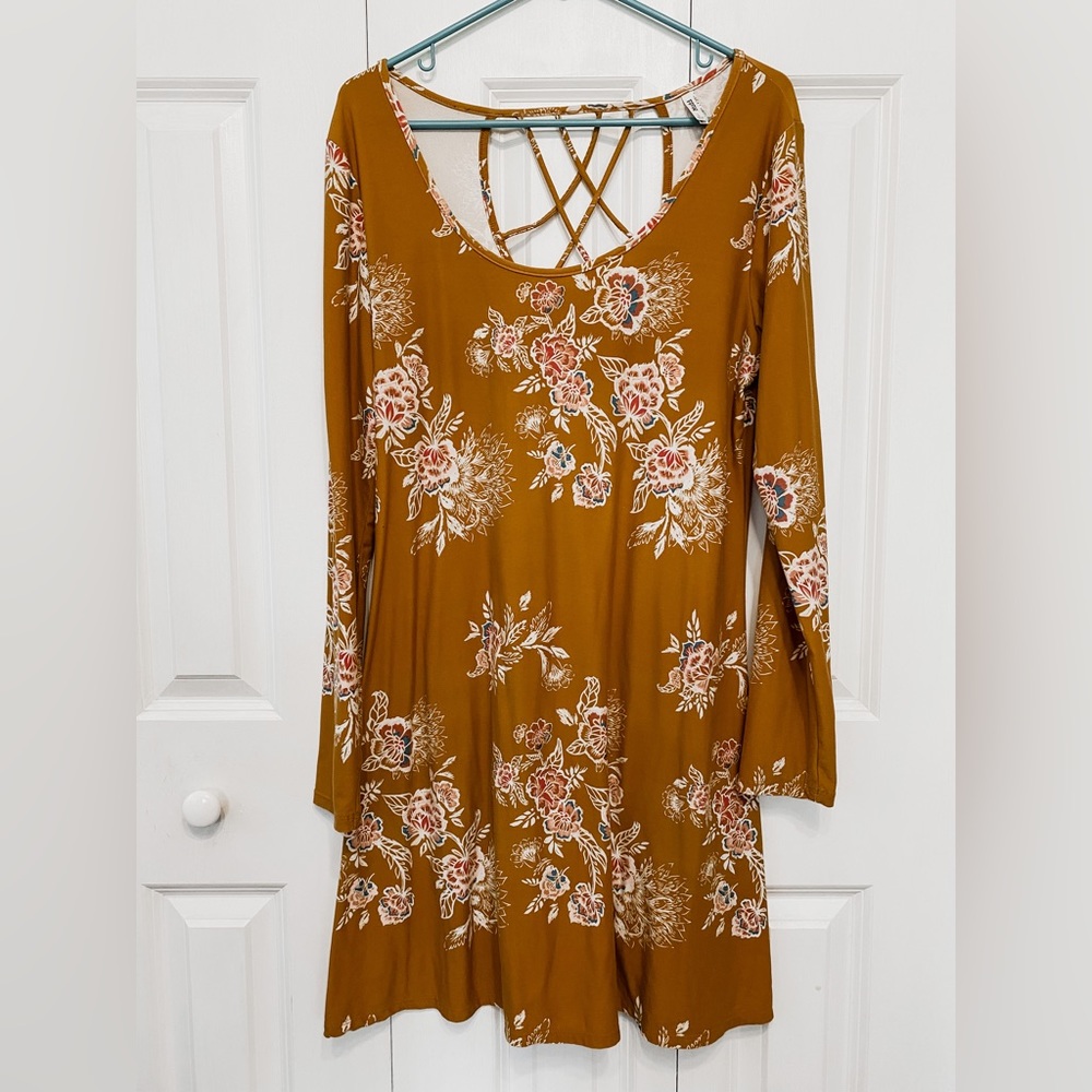 23. Wild Fable Orange Floral Long Sleeve Dress